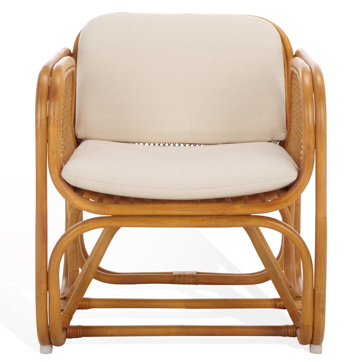 SAFAVIEH Couture Collection Brauner Tropical Coastal Natural Rattan Pole Accent Chair (Fully Assembled)
