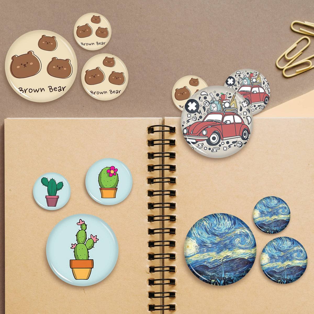 Onemorello 200 Sets Button Maker Supplies, 58mm / 2.28 inch Button Supplies Buttons Parts, (Approx. 2.25 inch) Metal Blank Badge Parts with Blank Paper for Buttons Maker Machine Pin Maker Press