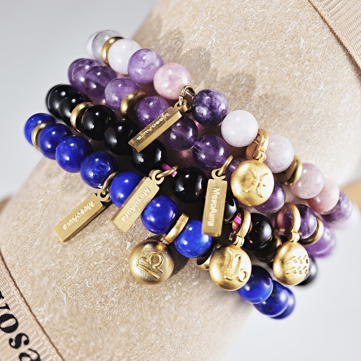 MesoAura Natural Garnet Bracelet – handmade Crystal Healing Jewelry for Women & Men – Root Chakra Balance, Vitality & Courage Energy Stone – Zodiac Capricorn Aquarius – Spiritual Gemstone Beaded Bracelet (Third Eye Chakra – Lapis Lazuli Fantasia bracelet)