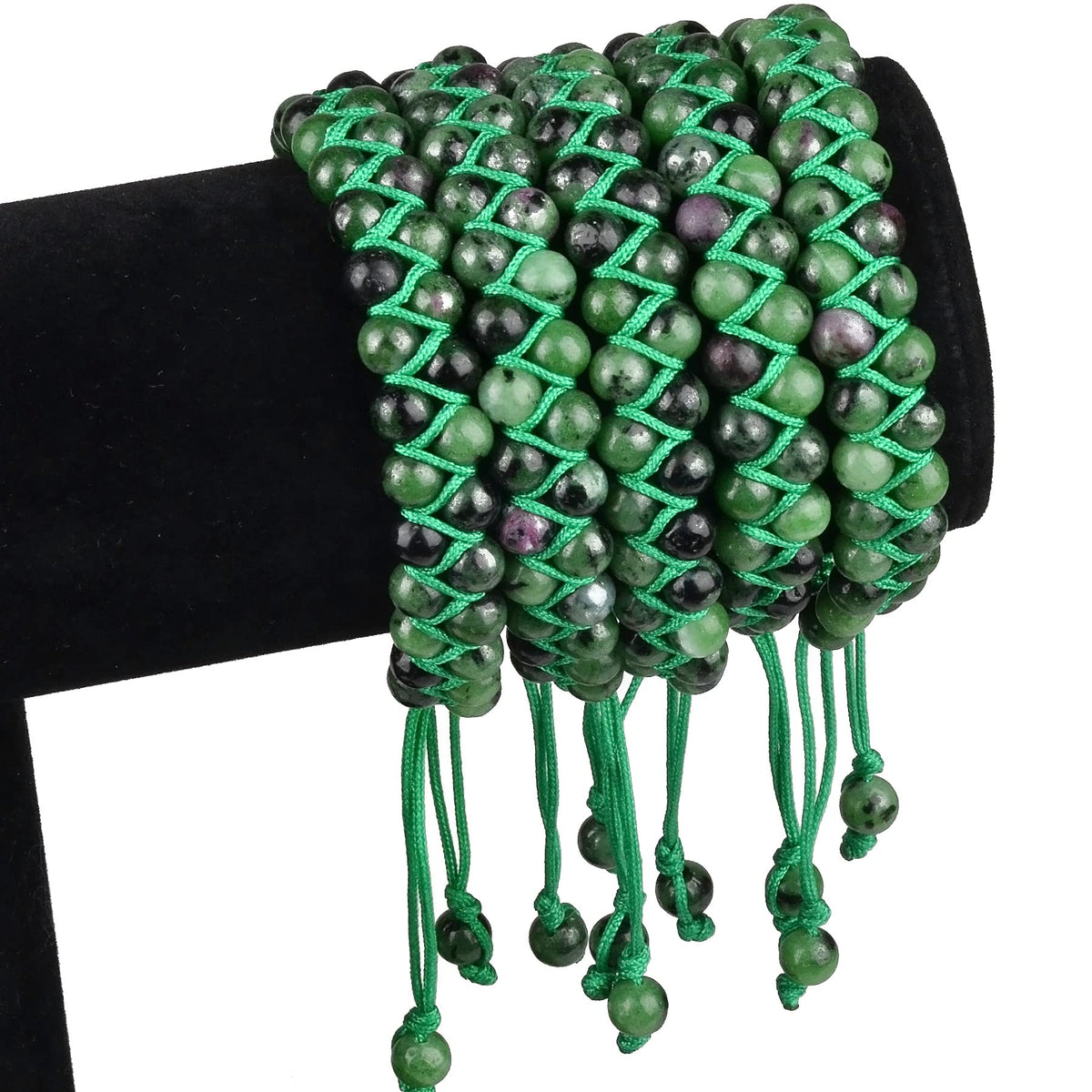 MASSIVE BEADS Double Layer Stone Chakra Healing Crystals Bracelet Yoga Beads Meditation Relax Anxiety Bangle for Unisex Women Men (Ruby Zoisite, 6mm)