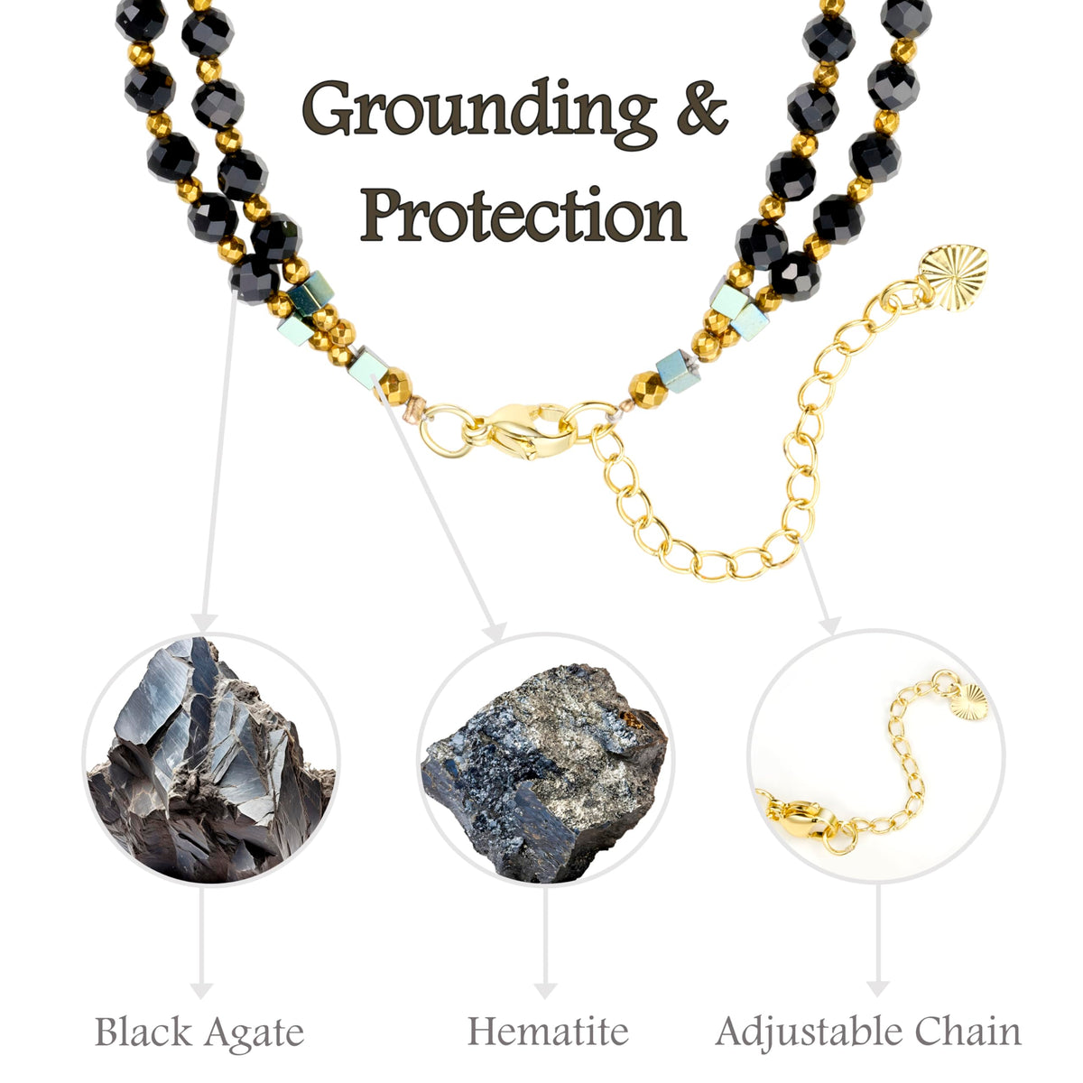 Farfume Black Agate - Protection - Crystal Beaded Bracelets, Chakra 4mm Natural Stone Beads Bracelets, Gemstone Spiritual Jewelry Gifts for Mother's Day
