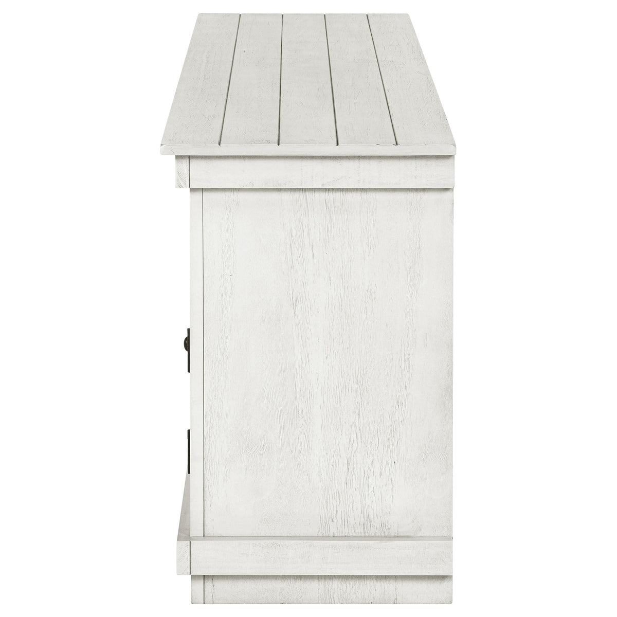 Coaster Home Furnishings - Payne - Wood - TV Stand with Two Door Cabinets, Shelves, Roughhewn Details and Farmhouse Style - Living Room - 60-Inch - Distressed White - 710052