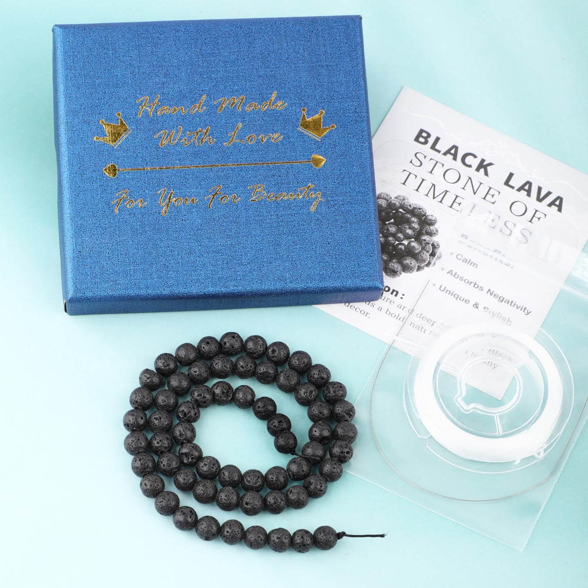 CMBYN Natural Stone Beads Round Genuine Real Stone Beading Strand Loose Gemstones DIY Smooth Bead for Bracelet Necklace Earrings Jewelry Making (Black Lava, 6mm 60 Pieces)