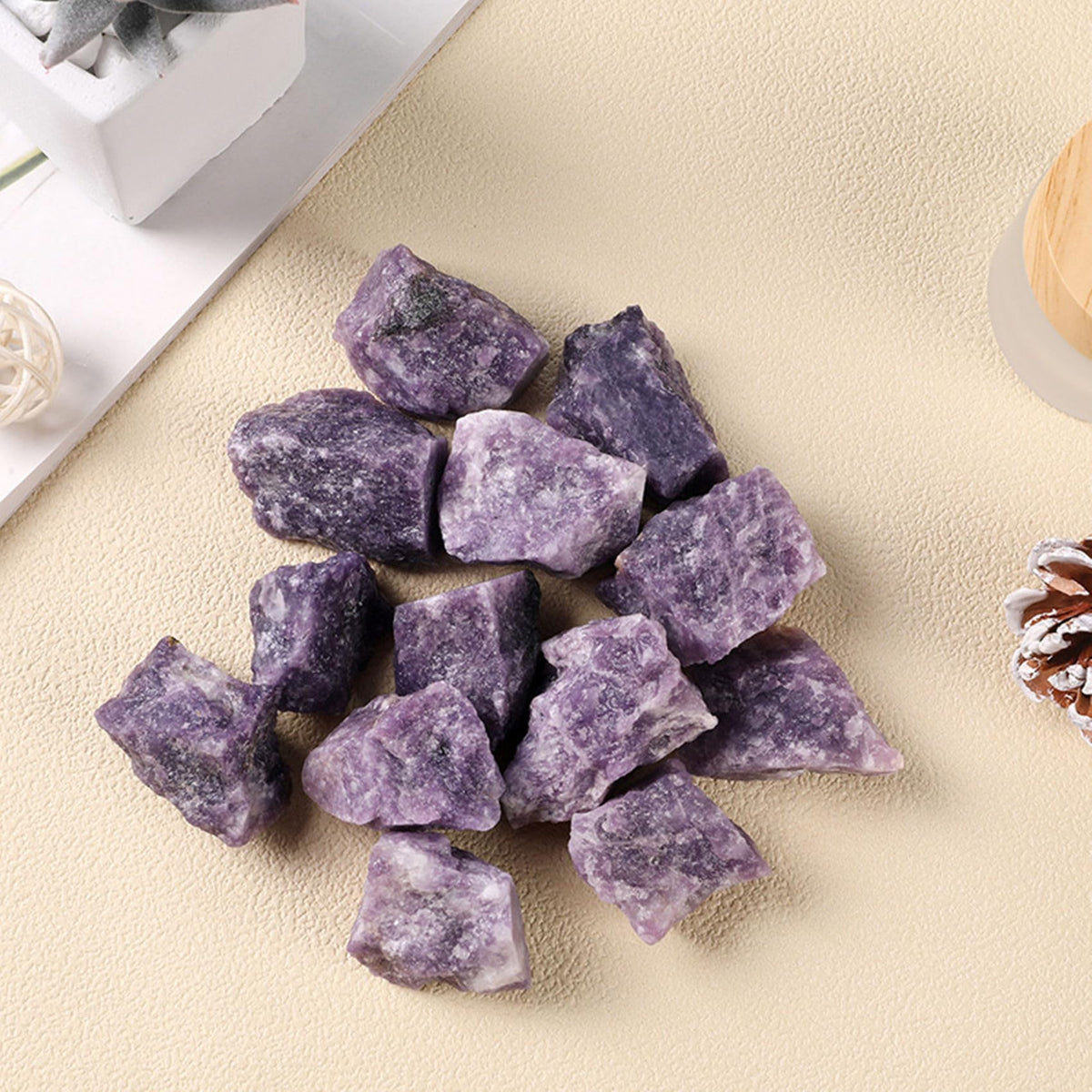 Purple Lilac Mica Raw Crystals Healing Crystals Natural Rough Stones 1.2-2" for Tumbling, Fountain Rocks, Yoga, Meditation, Polishin, Gift 33