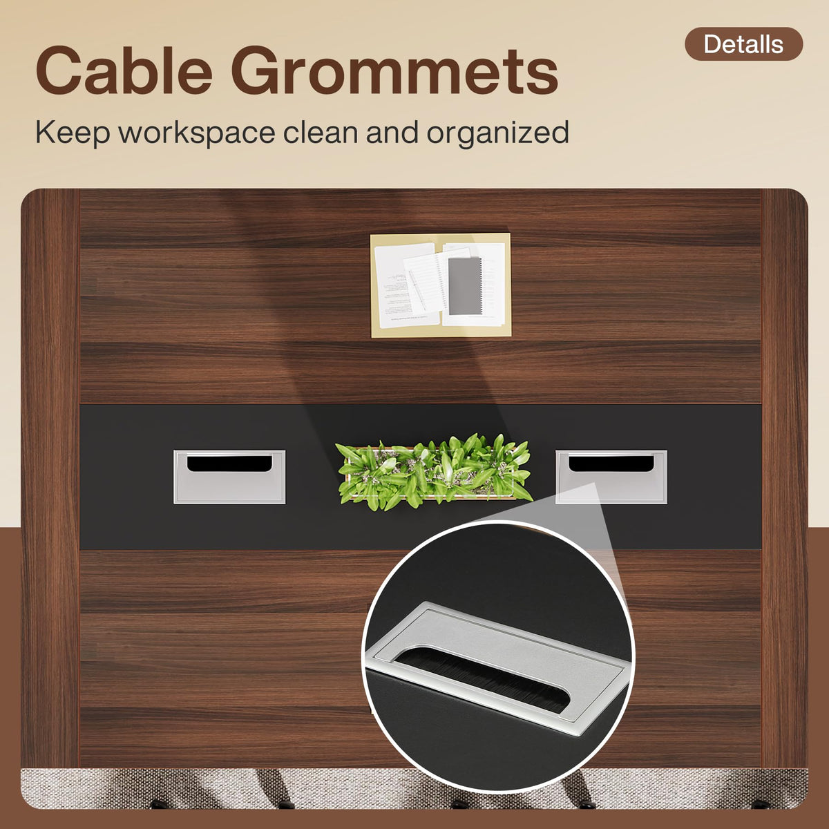 Tribesigns 8ft Conference Table, Large Meeting Table for 8-10 People, Business Seminar Furniture for Office Conference Room, Walnut & Black (4, Walnu+ Black)