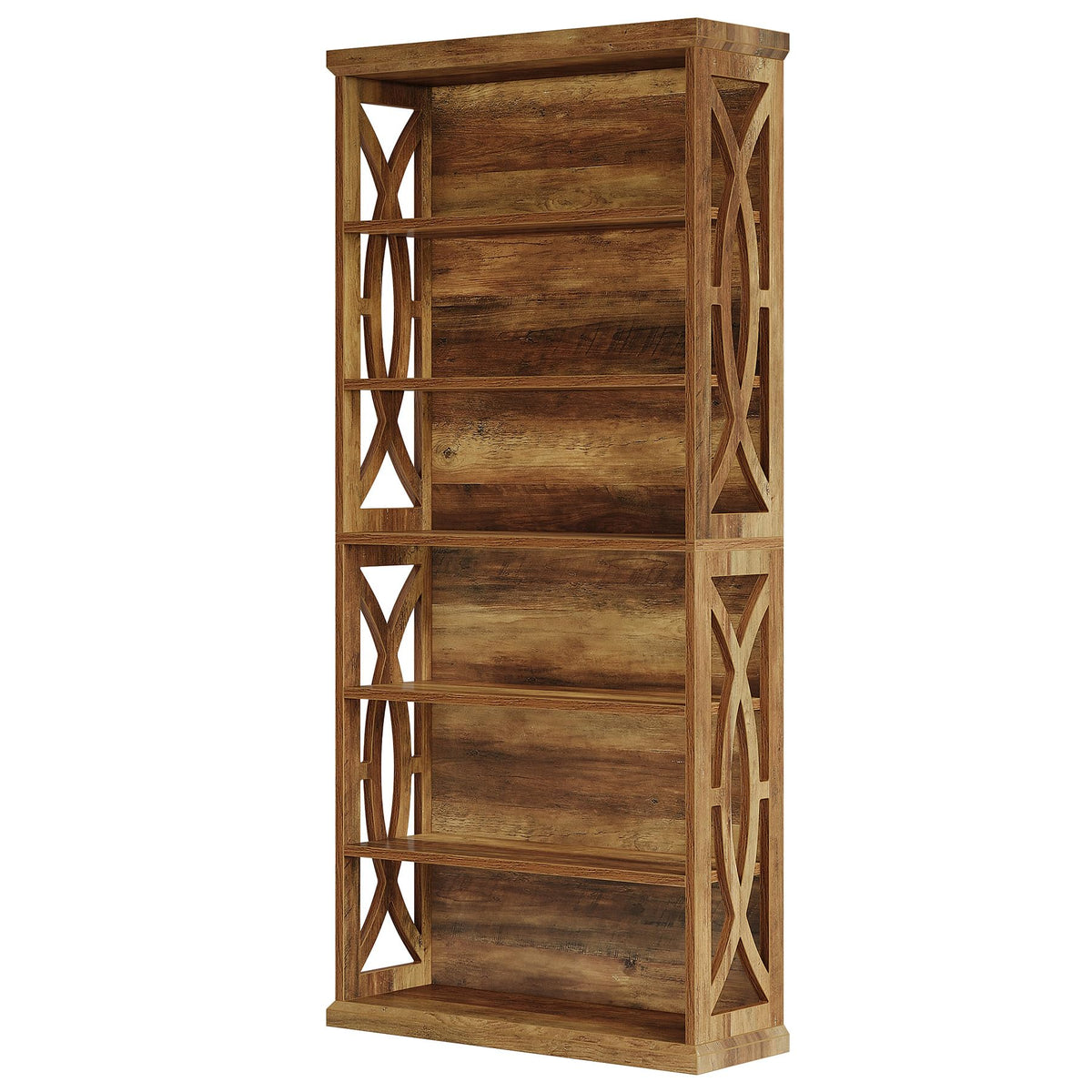 Tribesigns 6-Tier Bookshelf, 71 Inches Tall Freestanding Bookcase, Large Industrial Bookshelves Display Shelves, Wooden Book Shelf for Home Office, Living Room, Bed Room, Rustic Brown, 2pcs