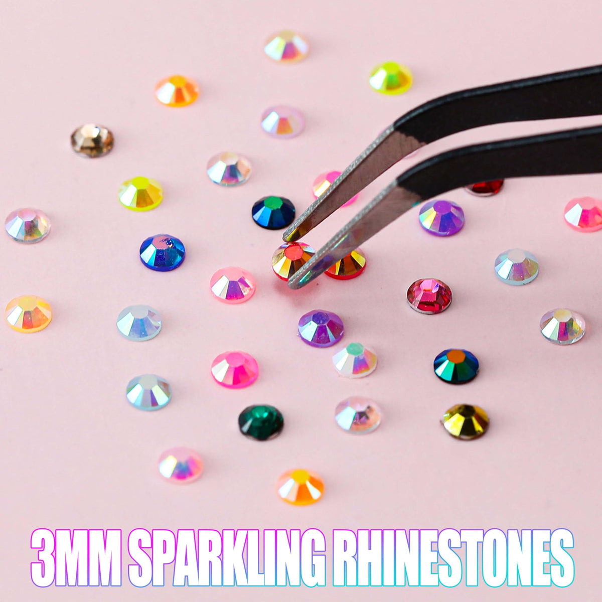 LERBOU 60000PCS Bedazzling Kit with 8 Boxes, 3mm Flatback Resin Rhinestones, Sparkling Gems Set for Nail Art, Crafts, Clothing, Fabric, Phone Case, Tumbler, Shoes & DIY Decoration