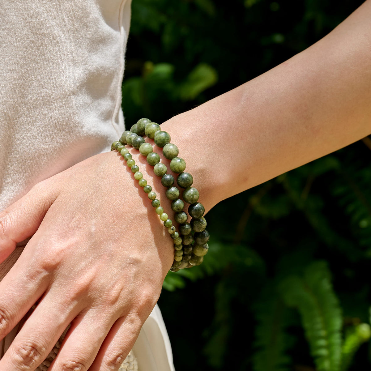 Bivei Taiwan Jade-Resilience-4mm Beaded Bracelets for Women Handmade Semi Precious Natural Stone Stretch Elastic Jewelry Yoga Protection Gifts