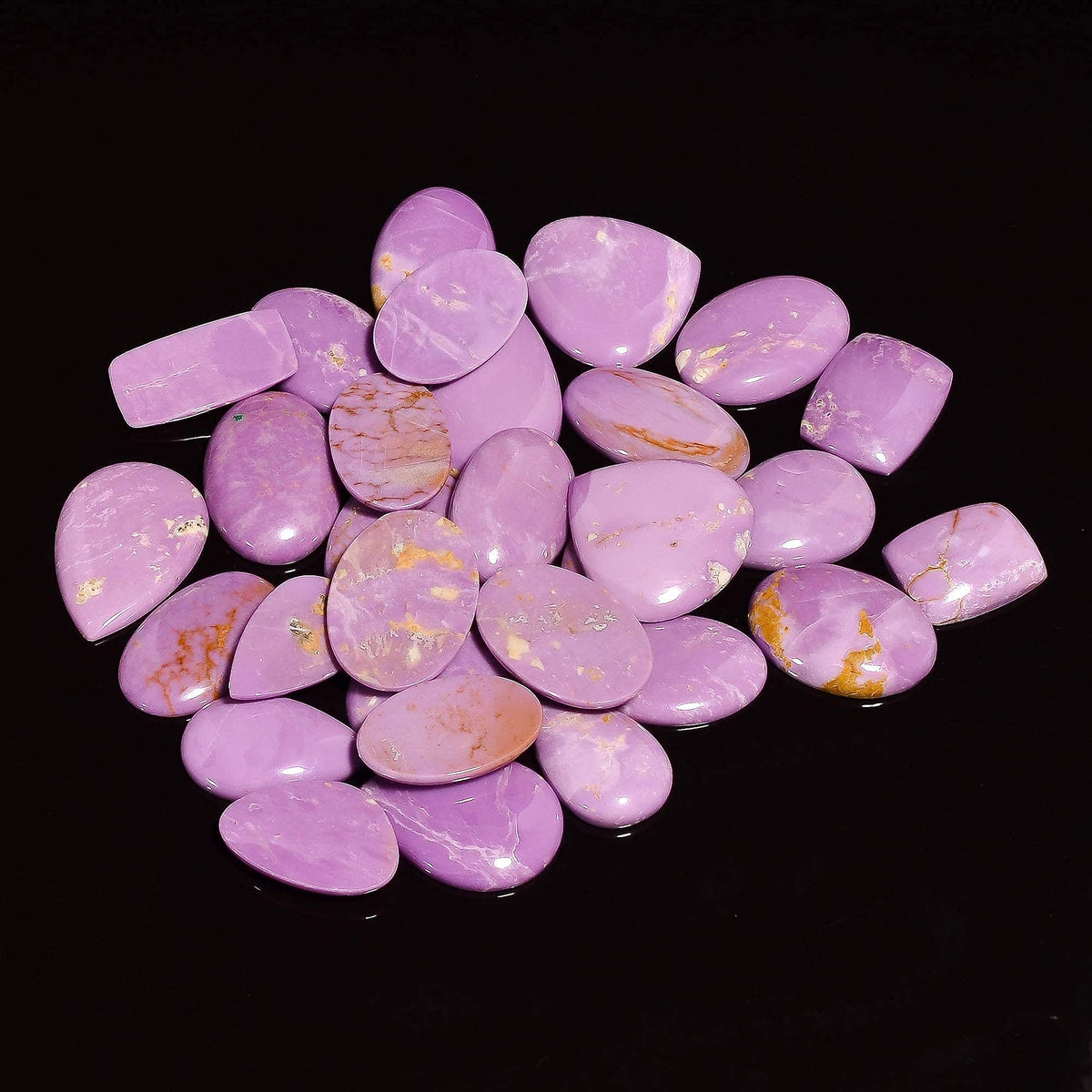 GEMKORA 4pcs Natural Phosphosederite Gemstone Wholesale Cabochons Lot, Jewelry Making Loose Gemstone, Polished Home Decor Specimen, DIY, Wire Wrapping, Reiki, Healing Crystals, Bulk Gemstone Deal