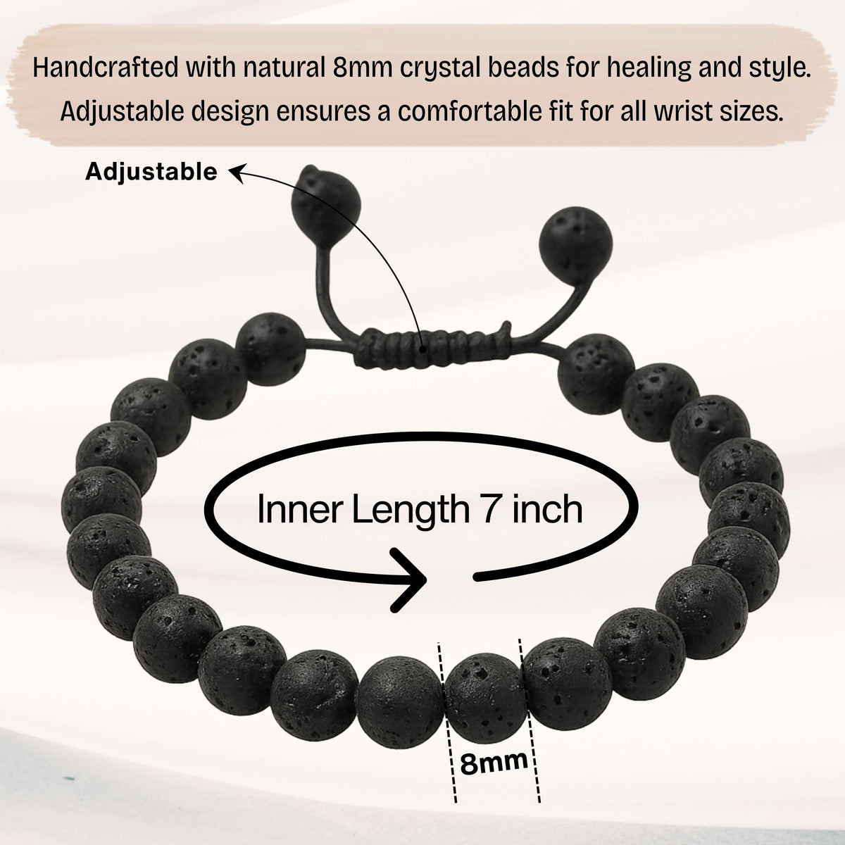 Amazing Gemstone Lava Stone Bracelet for Women Men's Gifts - Protection Healing Crystal Bracelet - 8mm Gemstones Beaded Adjustable Bracelet Pulseras Para Hombres Mujer Stocking Stuffers