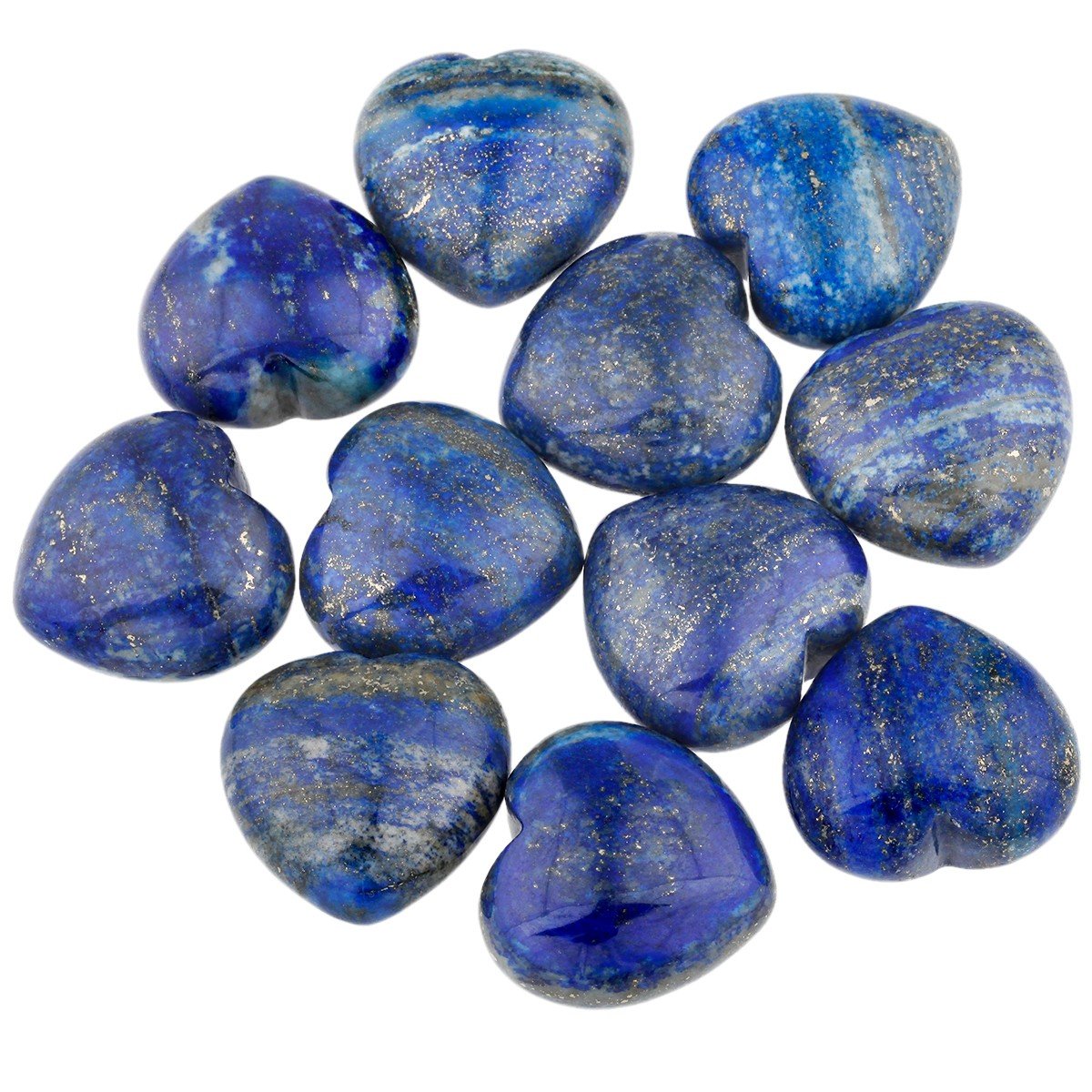 rockcloud Healing Crystal Lapis Lazuli Heart Love Carved Palm Worry Stone Chakra Reiki Balancing 0.8" Mini Size(Pack of 4)