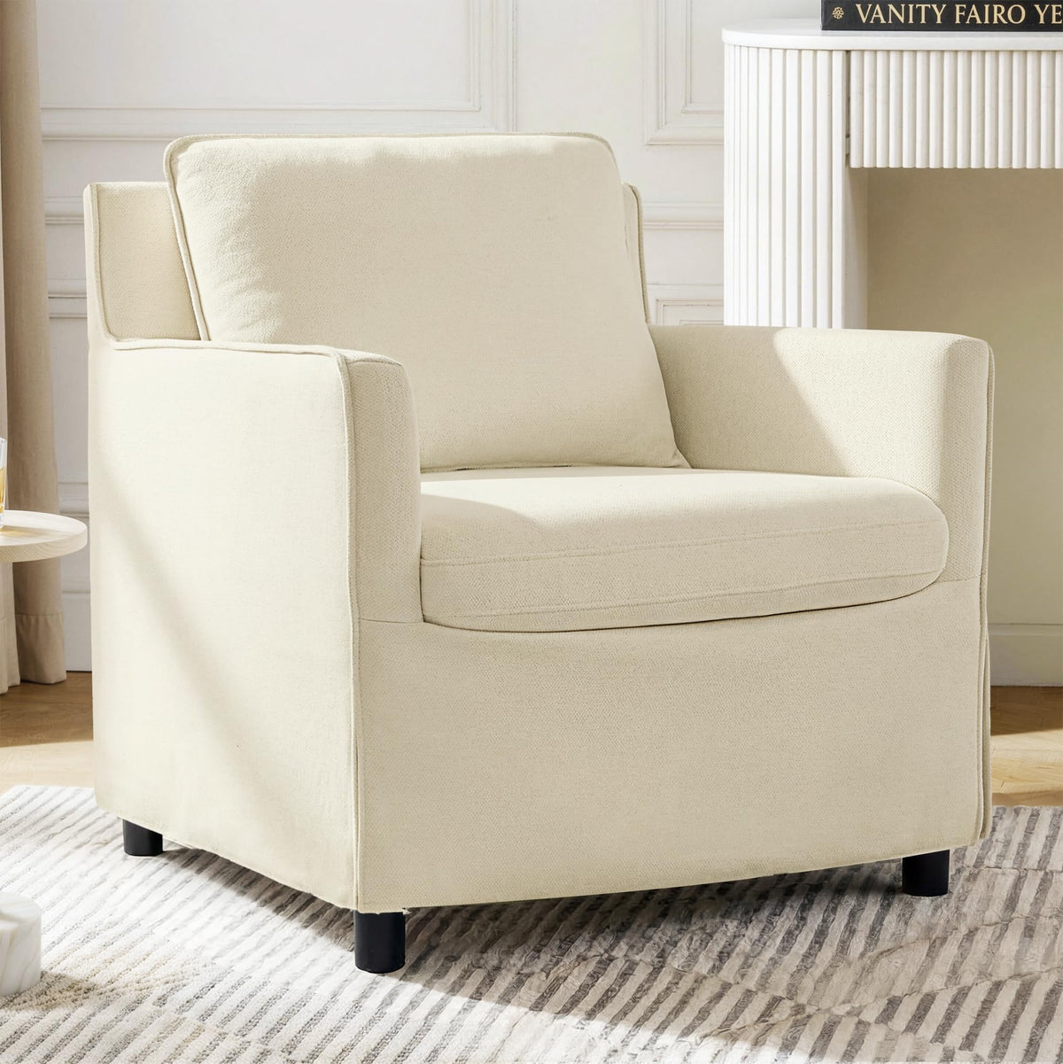 Upholstered Barrel Accent Chair, Modern Single Sofa with Washable Slipcover for Living Room, Bedroom,Reading Spaces,Office,Sand