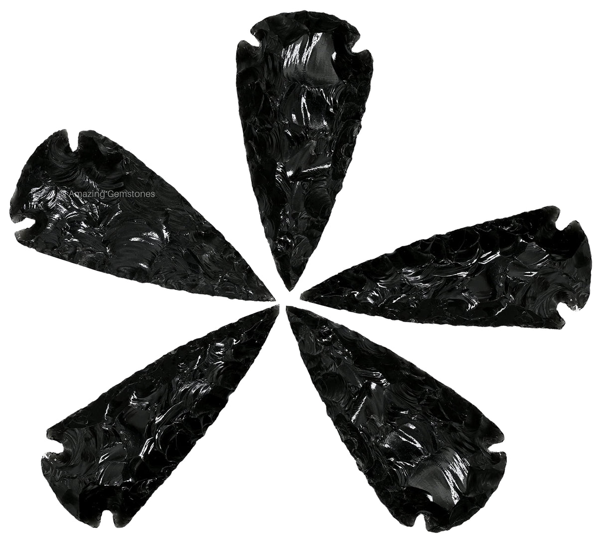 Amazing Gemstone 5 Pieces Black Obsidian Arrowhead, Crystal and Healing Stone Flint Rock Arrow Head - 1 to 1.5 Arrowheads for DIY Project Craft Point Jewelry Making