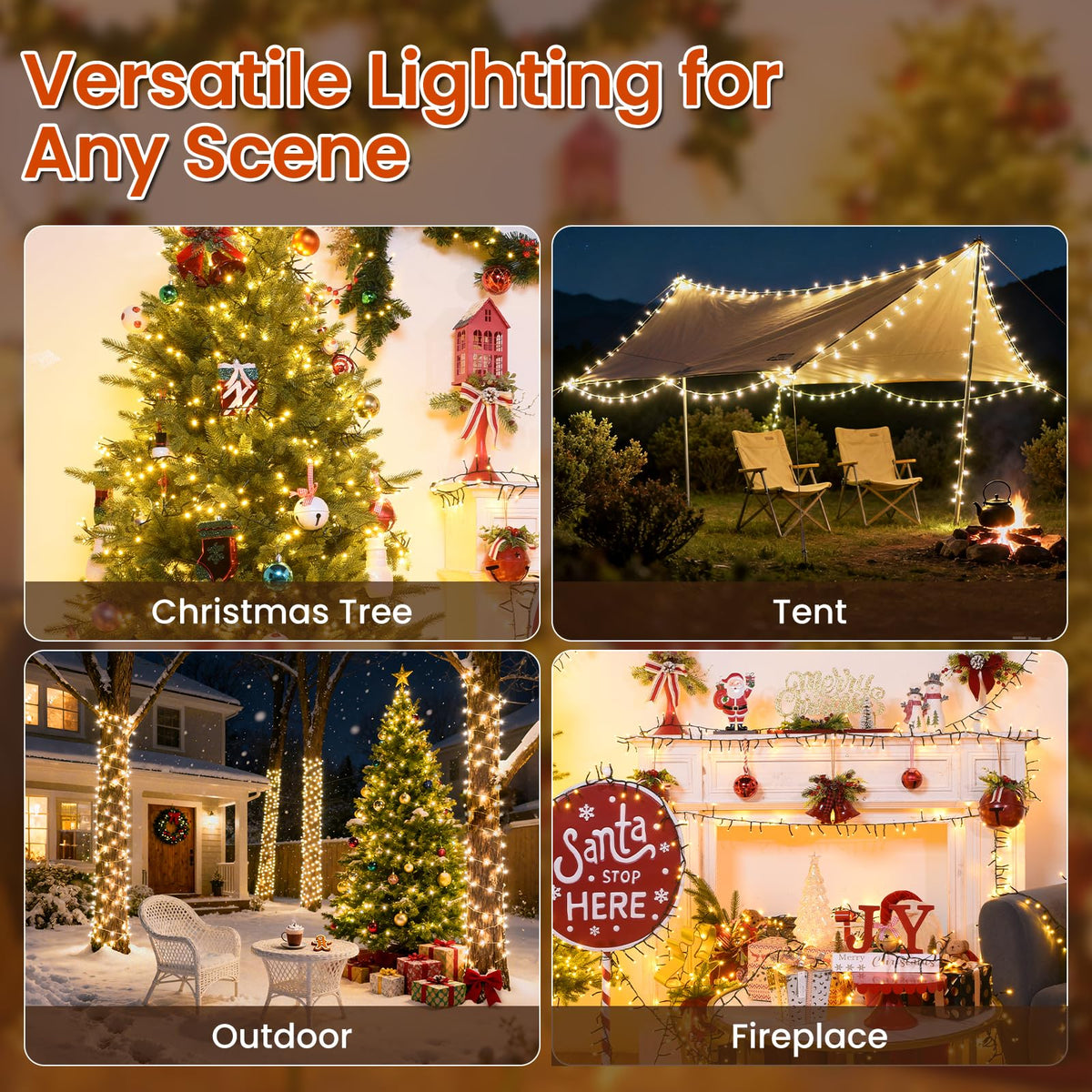 Cluster Lights Christmas 400 Led Fairy Lights Green Wire 49FT Twinkle Lights with Remote 8 Modes String Lights Timer Plug in Firecracker Fairy Lights for Outdoor Valentines Day Decorations,Warm White