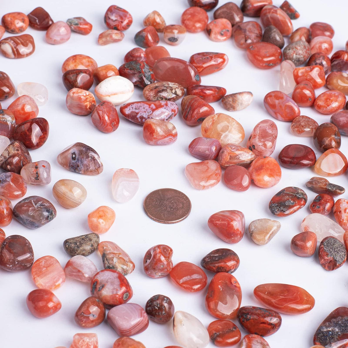 SigMntun Polished Carnelian Crystal Stone Set - 72 Pcs, 0.5" 10 oz Handpicked Tumbled Gemstones Rocks Quartz, Pebbles for Reiki, Chakra, Healing, Home Decor, 0.5" - 10 oz Mahogany Obsidian