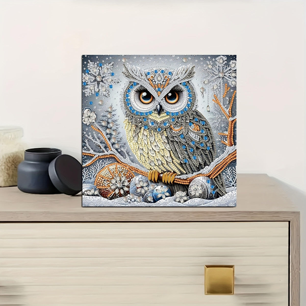 KUFWKEY DIY 4Pcs Set 5D Diamond Painting Kits for Adults,Owl Diamond Art Kit for Beginners, Special Shape Partial Crystal Rhinestones Sparkling Gem Art,Mosaic Crafts,Home Decor,11.81X11.81 inchs