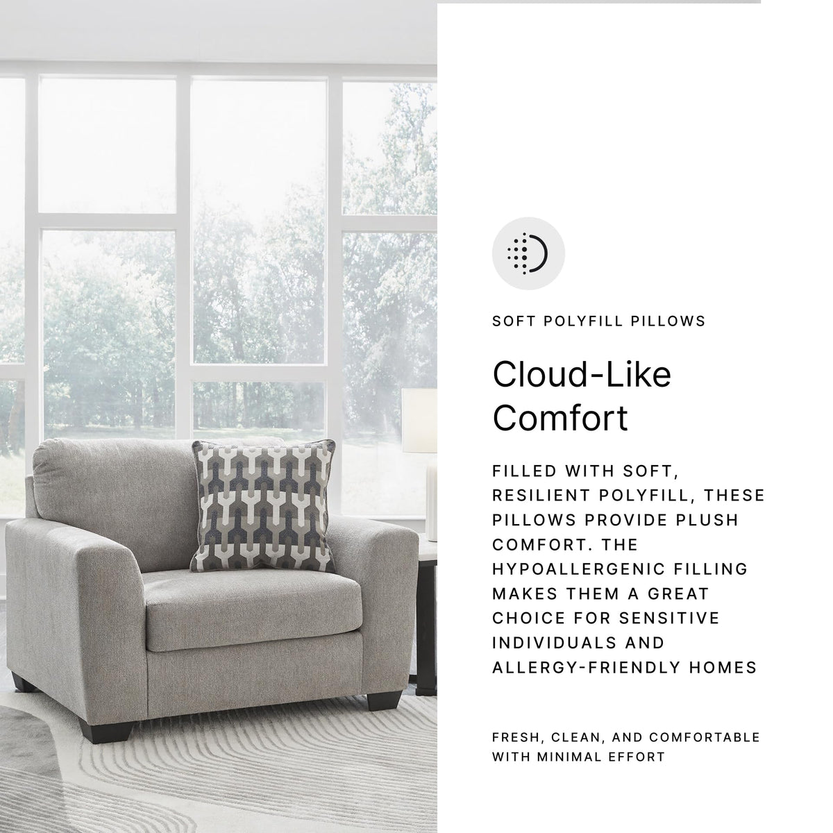 Signature Design by Ashley Avenal Park Casual Upholstered Oversized Chair with 1 Toss Pillow, Light Gray