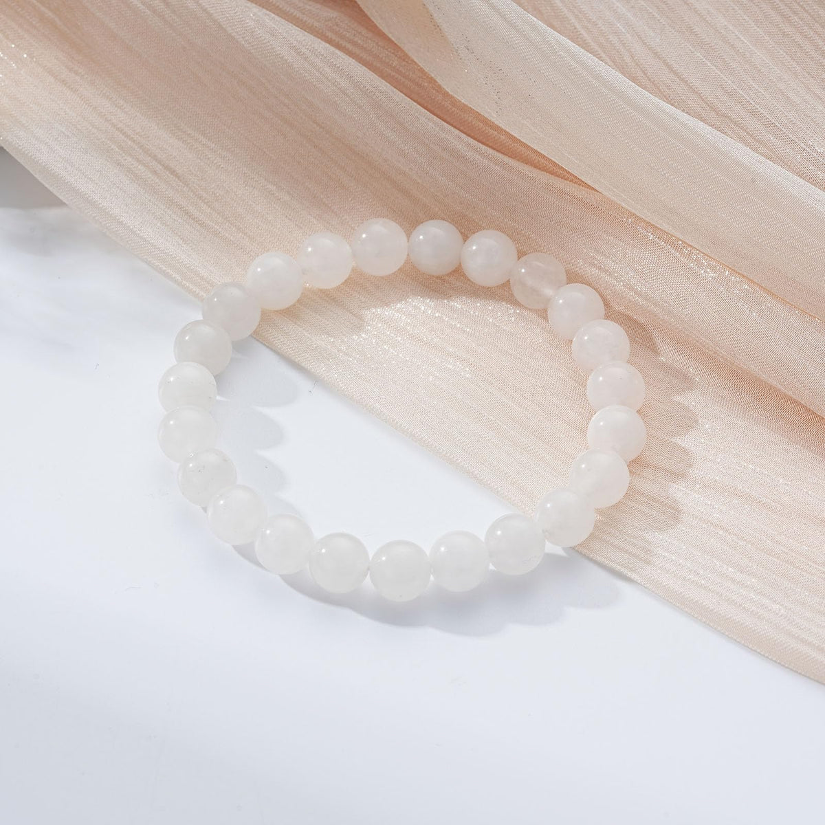 Gnamy Moonstone Beads Bracelet for Women, Healing Crystal Bracelet for Spiritual Healing Positive Energy Stress Relief, Natural Stone Stretch Beaded Bracelets Birthday Jewelry Gifts for Daughter Friends Girlfriend Her