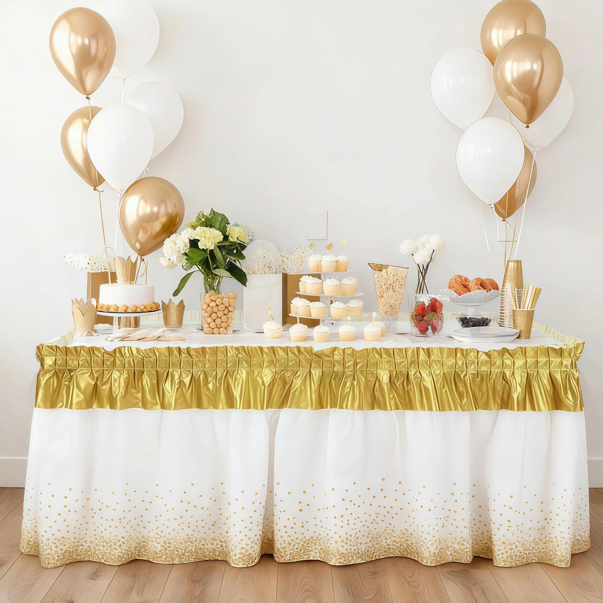 Qitvorax Disposable Table Skirts for Party, Plastic Rectangle Tables 6ft