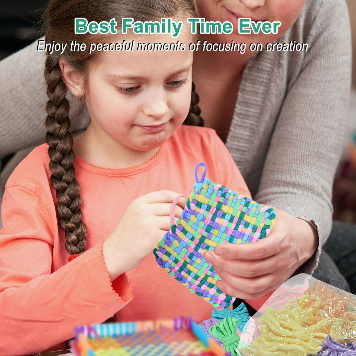 800 PCS Weaving Loom Loops for 7-Inch Loom, 8 Color Potholder Refill Bands, Durable Elastic Nylon Craft Loops for Kids & Adults DIY Weaving Projects, Colorful Arts & Crafts Supplies