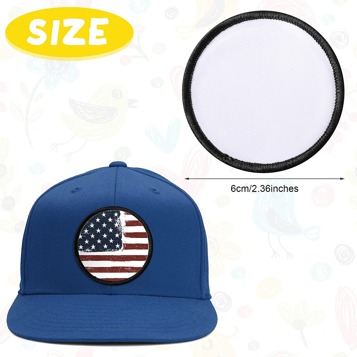 40 Pieces Iron on Round Sublimation Patch Blank Fabric Circle White Patch Circle White Patches Heat Transfer Repair Blank Patches for Clothes, Hats, Uniforms, Backpacks, Shoes