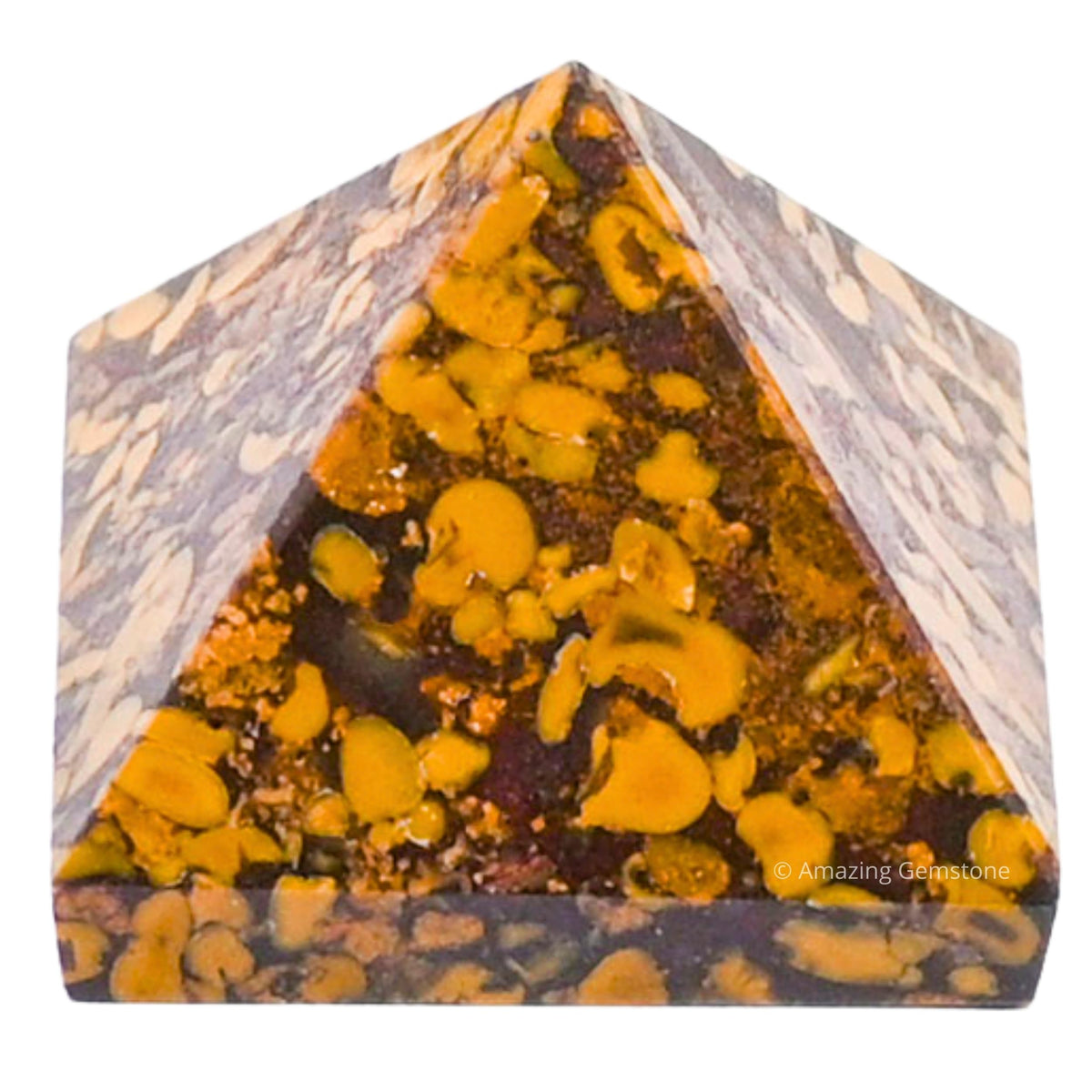 Amazing Gemstone Fruit Jasper Pyramid Crystal Healing Stones - 1" Great Pyramid Figurine of Natural Stone Pyramid for Meditation, Reiki, Chakra Balancing and Crystal Pyramids Grid