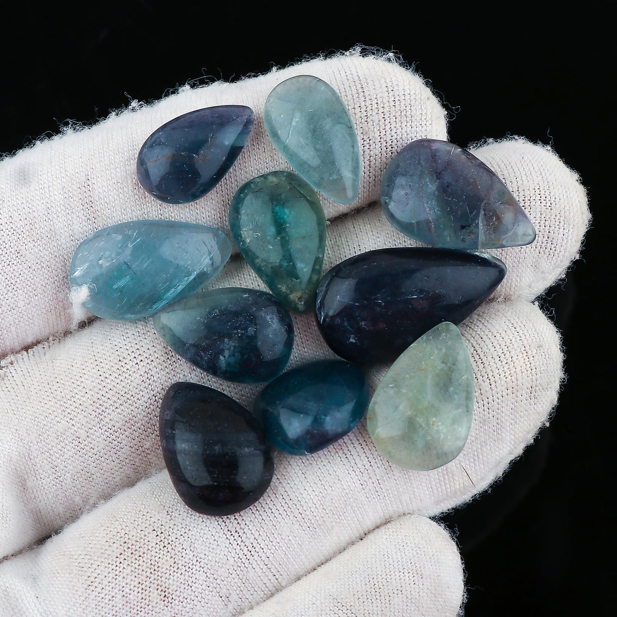 CRYSTALINES 10pcs Natural Multi Fluorite Gemstone, Wholesale Cabochon, High Grade Polished Stones Supply, DIY Crafts, Jewelry Making, Healing Crystals, Wire Wrapping, Gem Collection