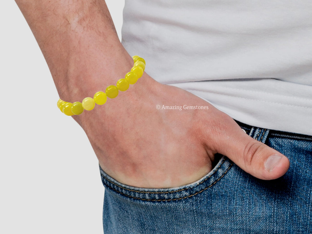 Amazing Gemstone Crystal Bracelet for Women Men's Gifts - Protection Healing Crystal Bracelet - 8mm Gemstone Beaded Stretchable Bracelet Pulseras Para Hombres Mujer Stocking Stuffers Mothers Day Gift (Lemon Jade)
