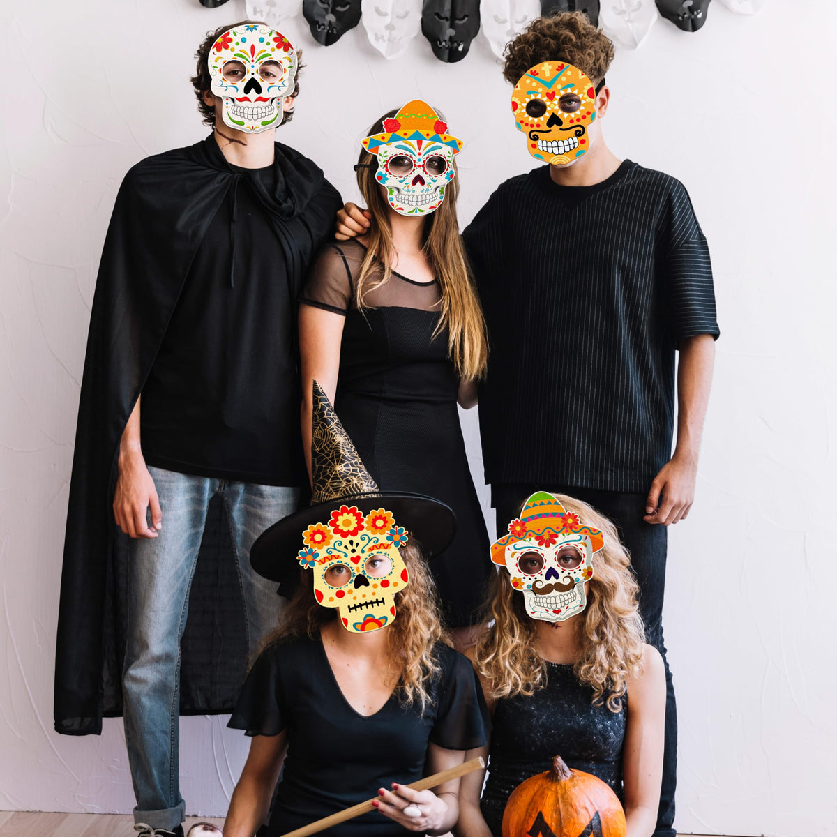 80UncleKimby 8PCS Dia De Los Muertos Masks - Halloween Felt Sugar Skull Crafts, Day of The Dead Costume Accessories Decorations Classroom Activities Party Favors