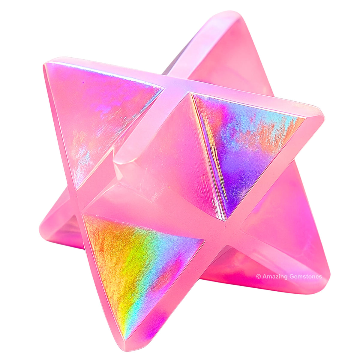 Amazing Gemstone Angel Aura Rose Quartz Merkaba Crystal - 1 Inches Metaphysical Merkaba Star for Meditation - Energetic Tetrahedron Crystal & Healing Stones for Spiritual Growth and Healing (20-25mm)