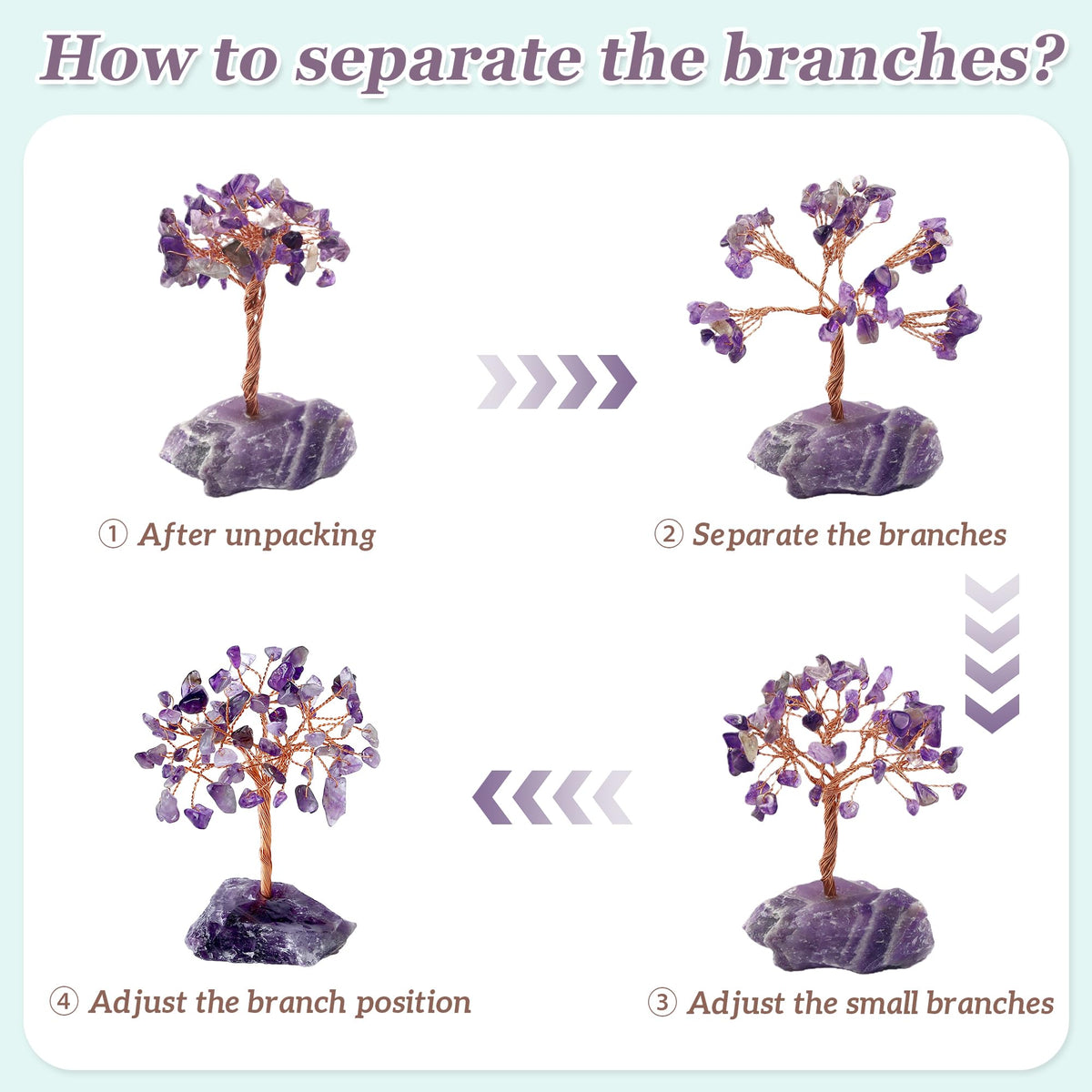 YATOJUZI Natural Amethyst Crystal Tree Purple Gifts for Women Mom Office Desk Decor Cubicle Decorations Meditation Accessories 3.93"-4.52" Money Fengshui Trees of Life