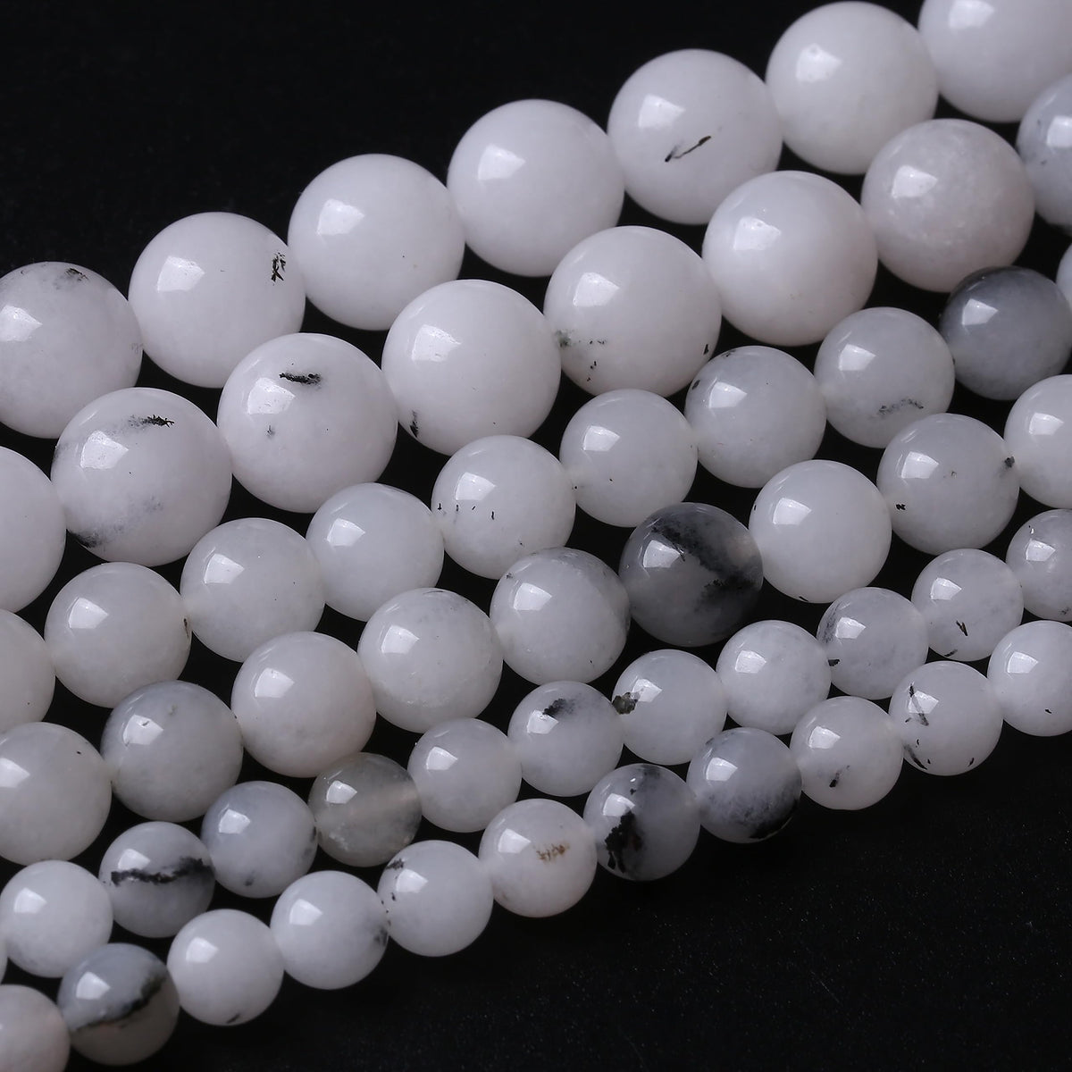 36PCS 10MM Black Rutilated Quartz Stone Beads Energy Healing Beads for DIY Jewelry Bracelet Necklace Making for Jewelry Making 15Inch