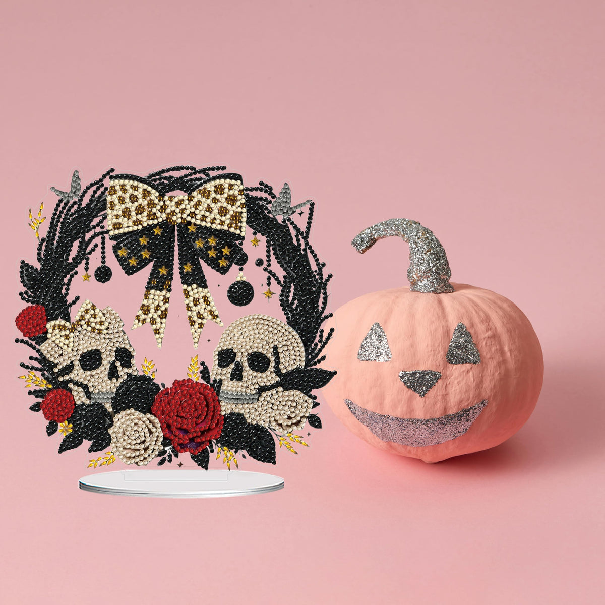 Fairyland JinWenn Decor for Home Diamonds Art kit Decorations, Halloween Skull Rose Wreath Diamonds Painting Kit for Adult Tabletop Gift DIY 5D Diamonds Dots Special Crystal Diamond 7.5X7.7 inch