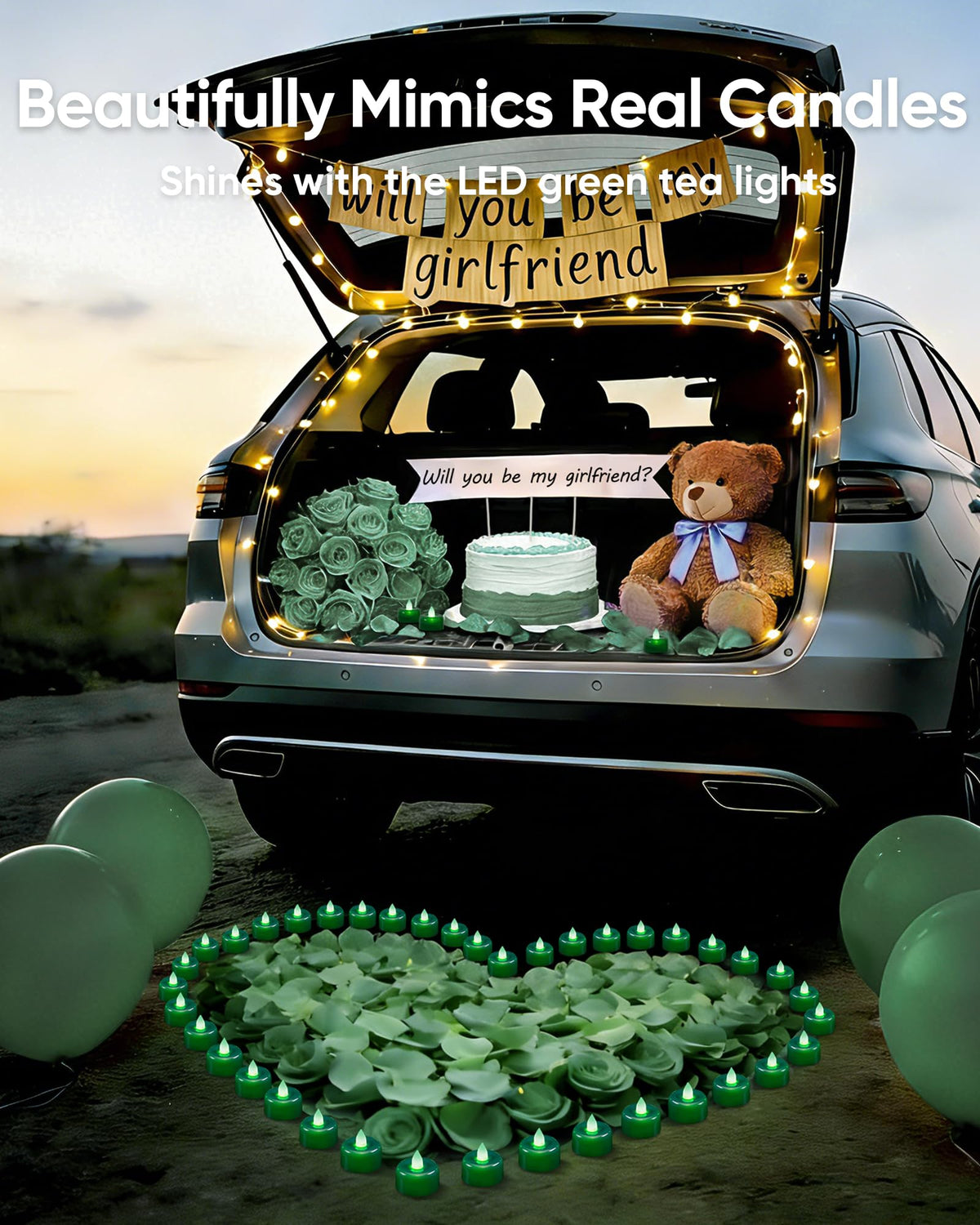 Amagic 24 Pack Green Flameless LED Tea Lights Candles Battery Operated, Electric Fake Tealight Candles for Party, Wedding, Table Centerpiece, Home Decor, Mardi Gras, Halloween, Christmas, St. Patrick