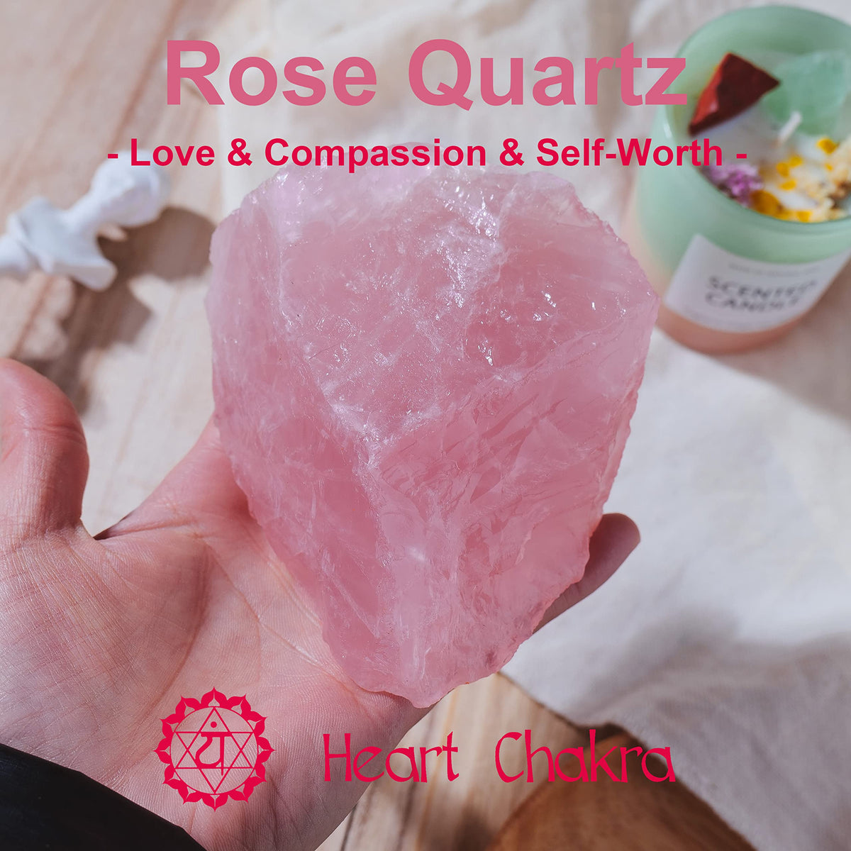 Apengshi 1pcs Rose Quartz Raw Crystal 0.22-0.33lb Natural Crystal Healing Stones Rough Crystal Gemstones for Tumbling, Polishing, Home Decoration, Fish Tank Decoration DIY, Wicca Therapy