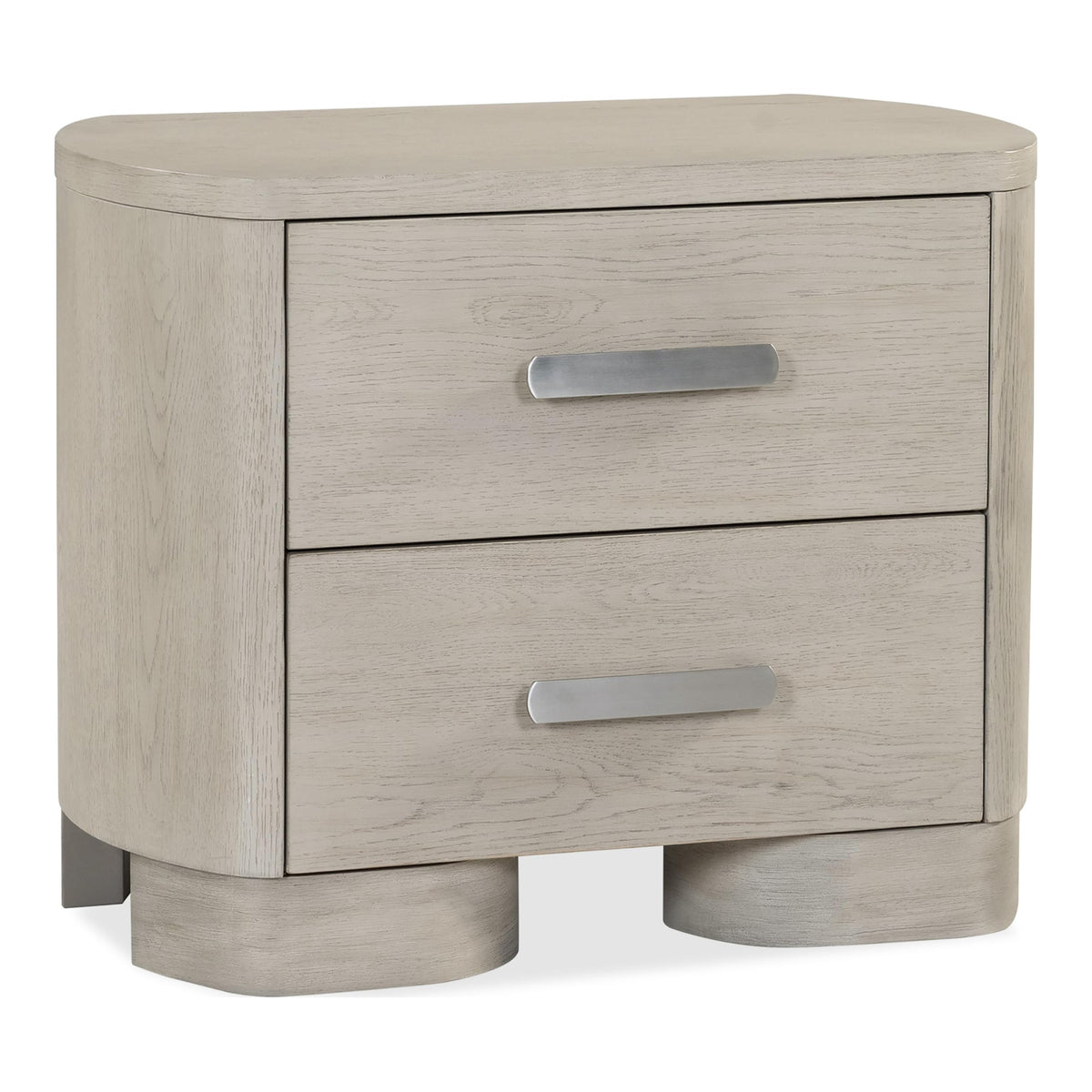 Furniture of America Nainsted Modern Contemporary Solid Wood 30-inch 2-Drawer Nightstand with USB Ports, Rounded Feet, Cedar Bottom Drawer, Easy Assembly for Bedroom, Guest Room, White Oak