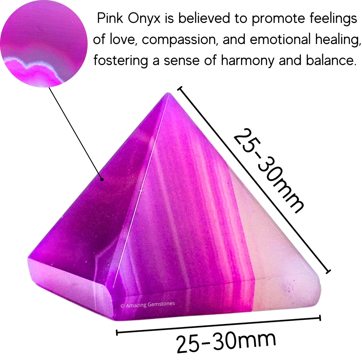 Amazing Gemstone Pink Onyx Pyramid Crystal Healing Stones - 1" Great Pyramid Figurine of Natural Stone Pyramid for Meditation, Reiki, Chakra Balancing and Crystal Pyramids Grid