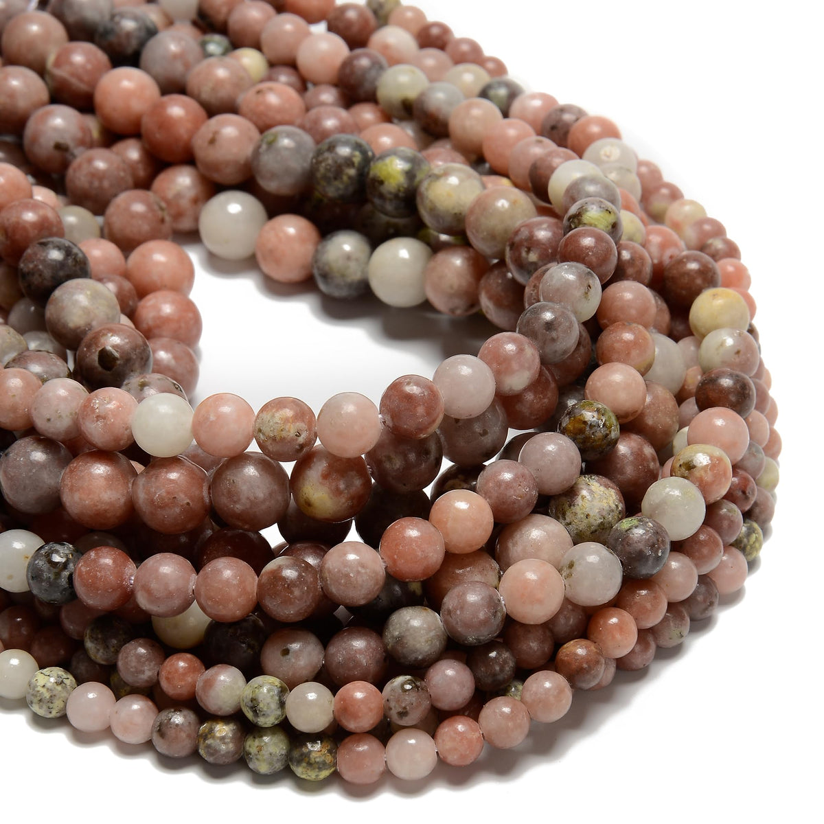 Land Long 120pcs(2 Strand) 6mm Natural Plum Bloosom Jasper Gemstone Beads, Round Cherry Agate Stone Beads for Jewlery Bracelets Earrings Making DIY