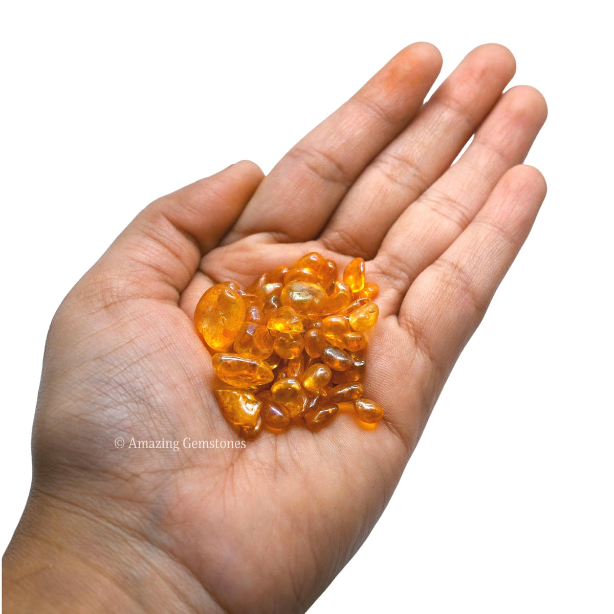 Amazing Gemstone Tangerine Aura Quartz Crystal Chips Aquarium Gravel Rocks - Aura Quartz Chips Bulk Fish Tank Gravel, Small Tumbled Stone Chips and Tiny Crystals for Decoration (1000+ Carat Chips)