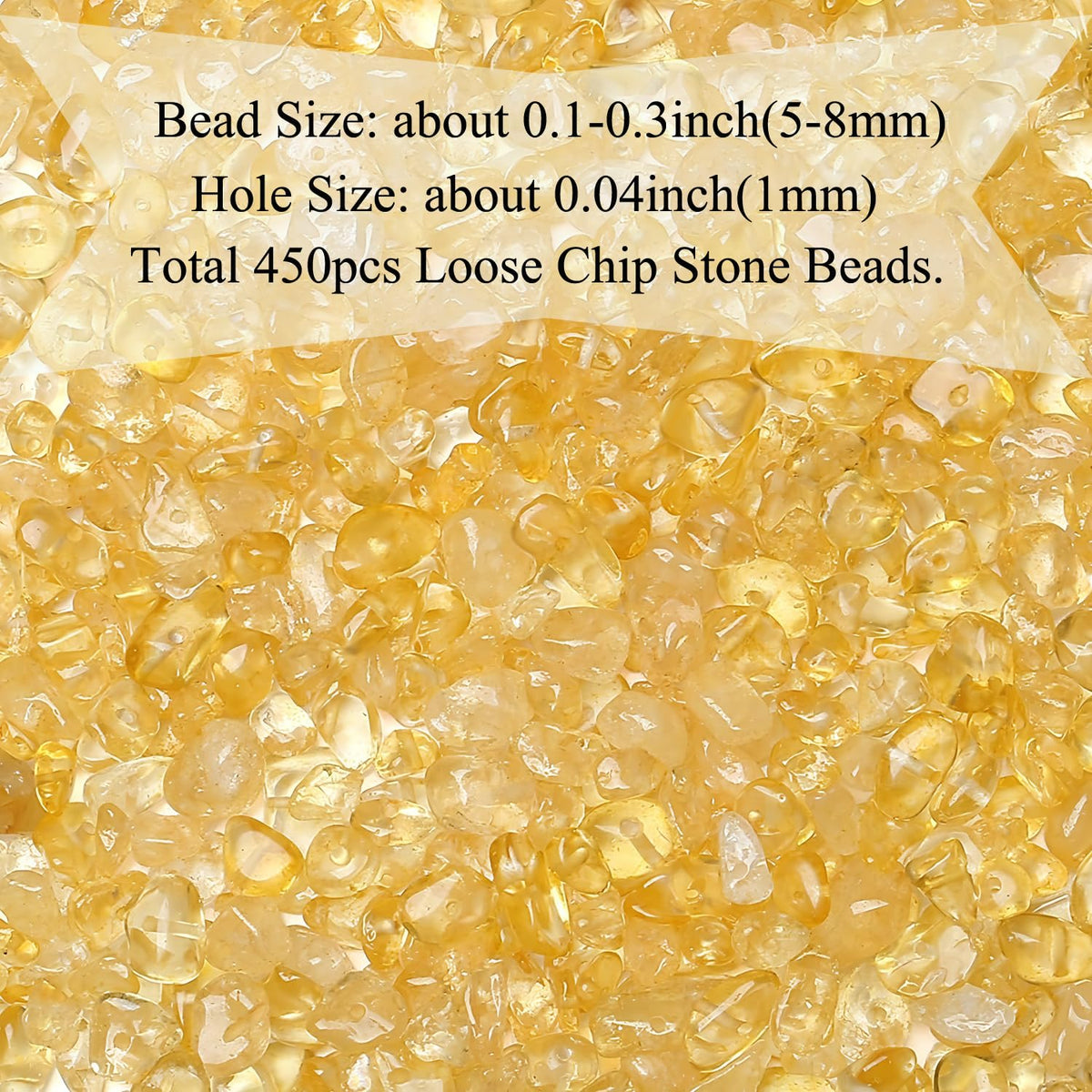 Natural Chip Stone Beads 450pcs Citrine Chips 5-8mm Genuine Real Irregular Healing Crystal Rocks Hole Drilled DIY Loose Gemstone Beads for Jewelry Making Bracelet Earrings Necklace Crafting