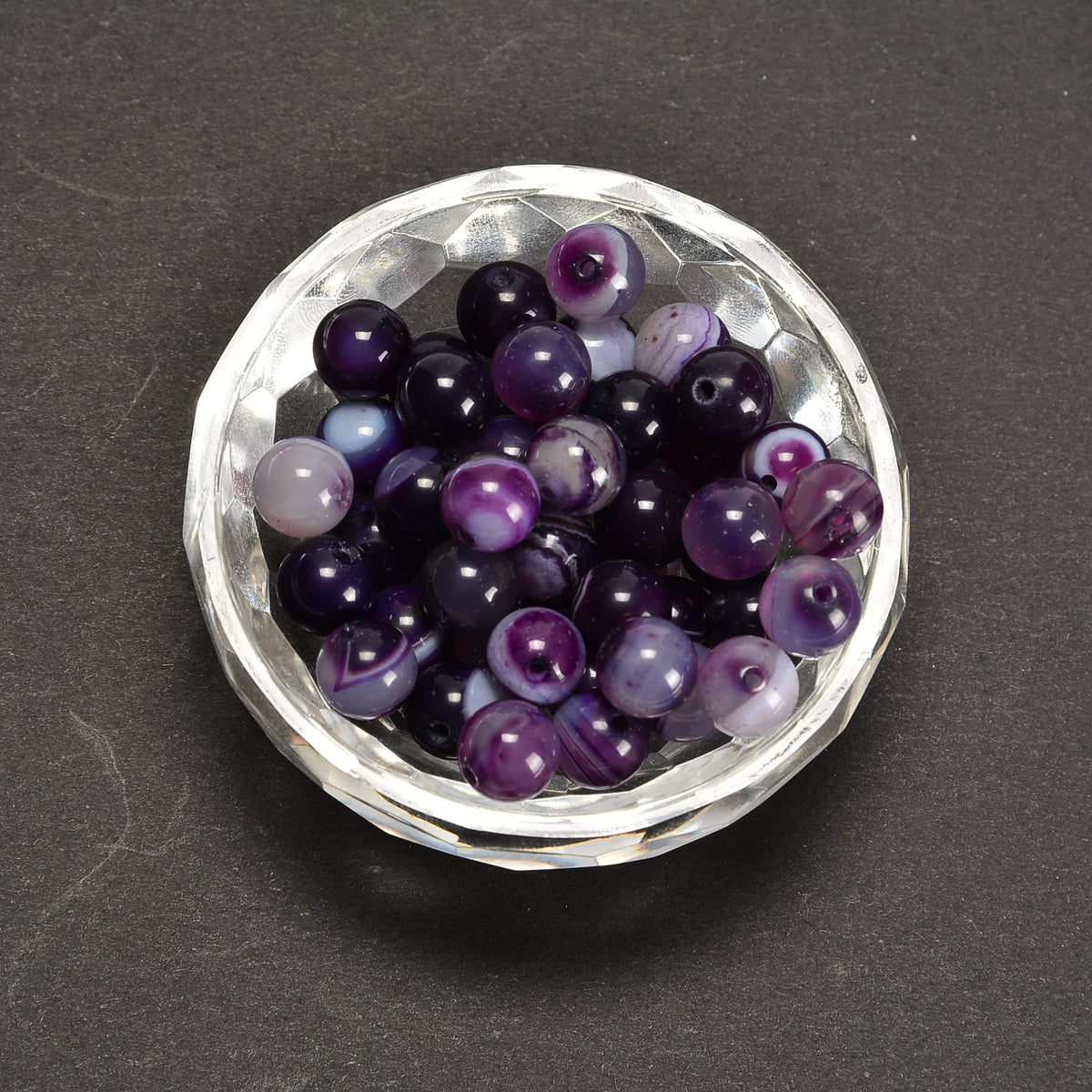 jodaying 10mm Purple Stripe Agate Smooth Round Natural Gematone Loose Beads for Jewelry Making DIY Findings 1 Strand 15"