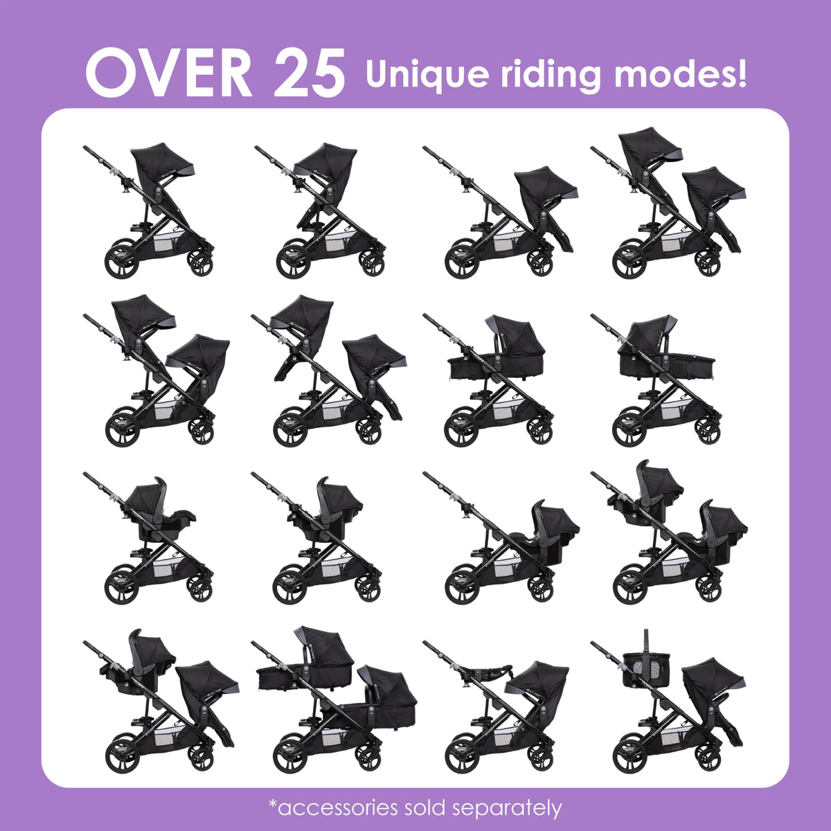 Baby Trend Morph Single to Double Modular Stroller, Dash Black