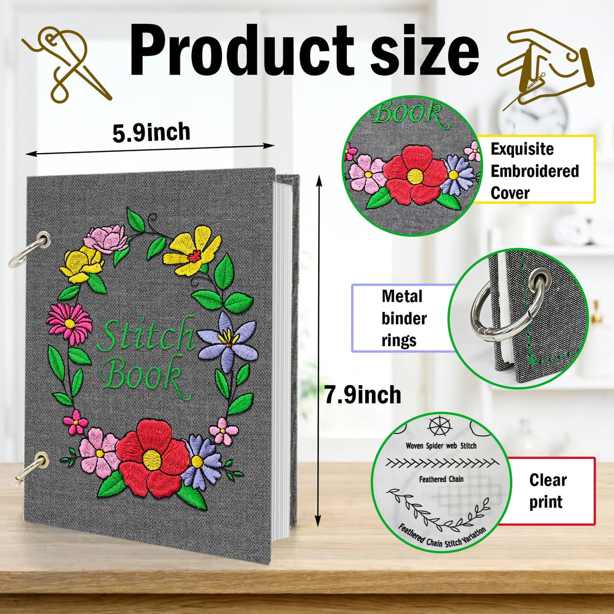 2026 Upgraded Embroidery Stitch Book Kit, 106 Patterns DIY Book Embroidery Kit with Full Tools and Tutorial, Portable All-in-One Hand Beginner Embroidery Book for Adults & DIY Craft Lovers