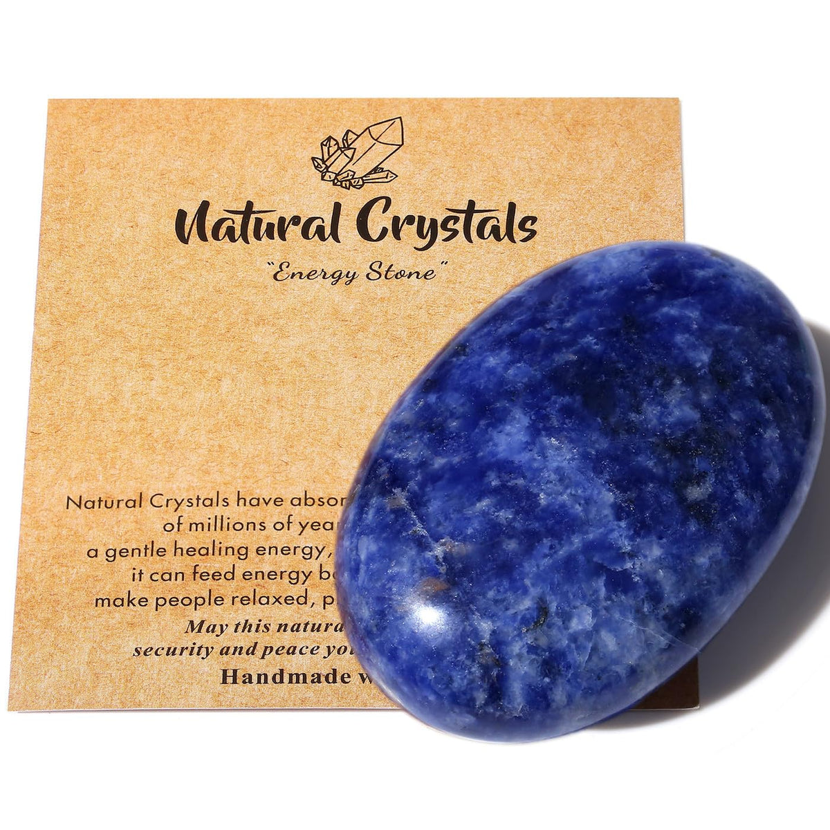 MAIBAOTA 2.4" Large Blue Sodalite Crystal Stone Polished Palm Stone Healing Crystals 0.7" Thick Natural Reiki Gemstone Worry Stone Energy Balancing Anxiety Stress Relief Meditation 1 Pc