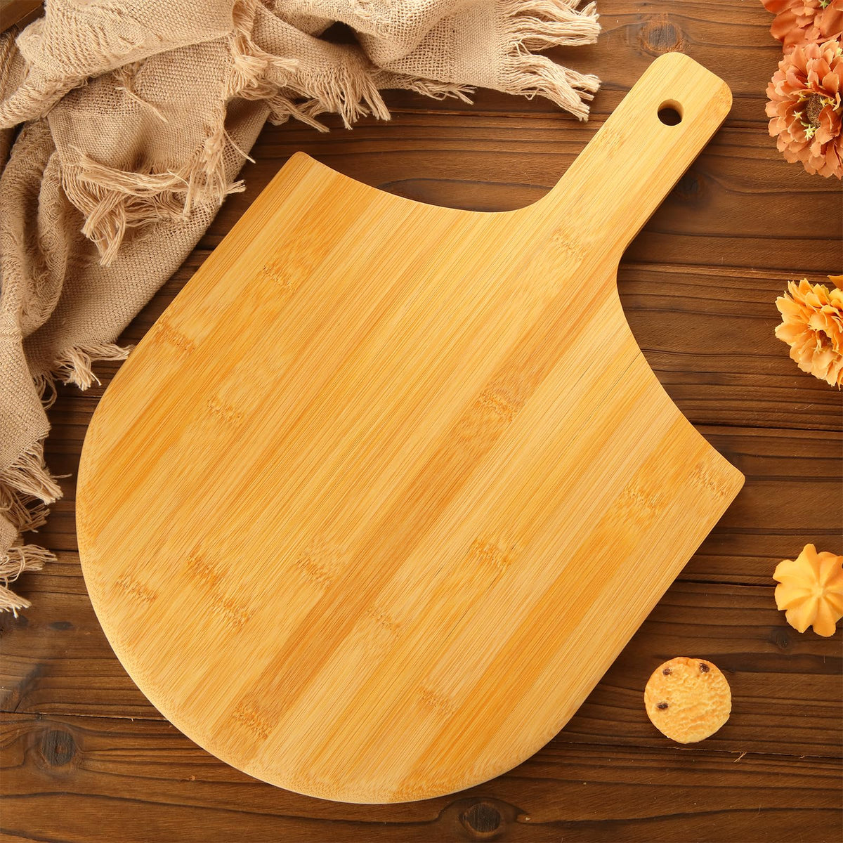 MUXHEL 4 Pcs Bamboo Pizza Peel 12 Inch, Wood Pizza Paddle 12 Inch, Pizza Cutting Board with Handle for Making Pizza