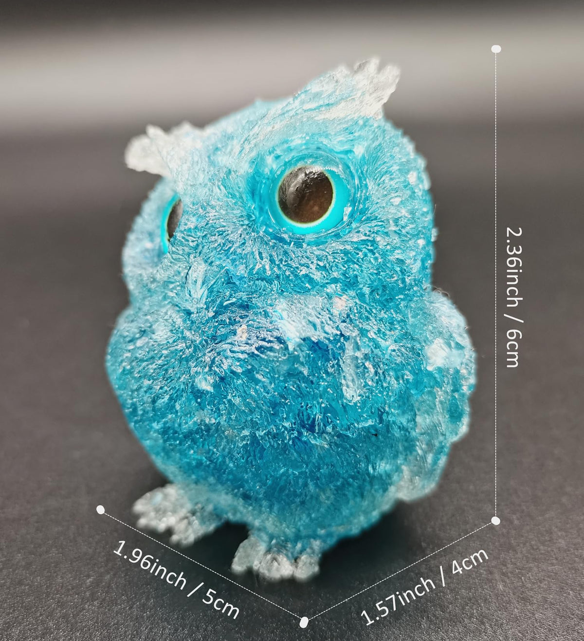 Reyife Hand-Carved Natural Crystal Owl Statue Reiki Healing Gemstone Animal Figurines Home Office Car Decoration The Best Gifts 2.4 inches(Aquamarine)