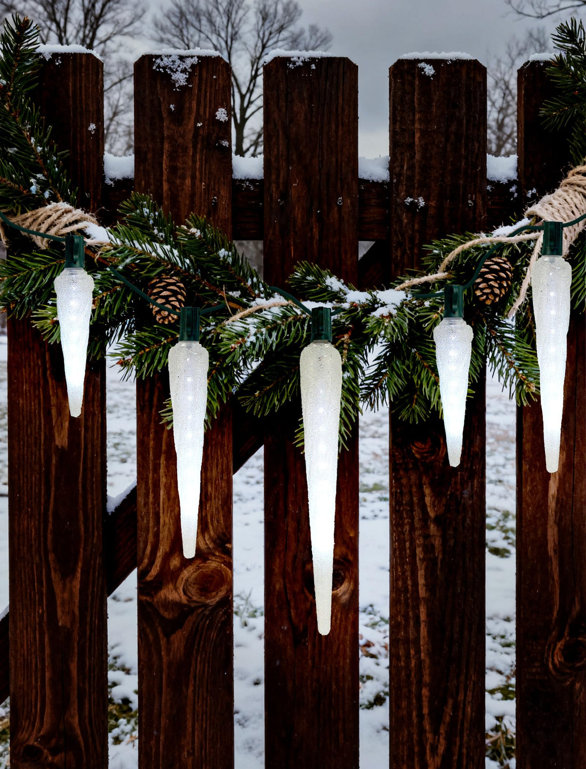 Adirxon Bright LED Christmas Lights Outdoor, 10.5FT 10-Bulb Waterproof Icicle Lights, 10000K Cool White Plug-in String Lights for Roofline, Yard, Party & Holiday Decorations