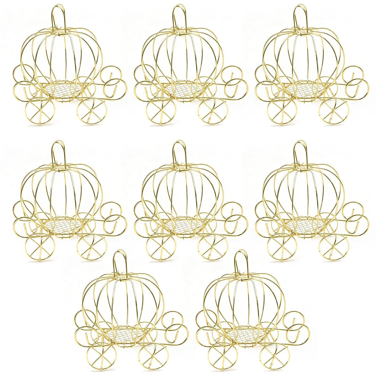 Saihisday Pumpkin Carriage Candy Box Metal Cinderella Carriage Candy Box Pumpkin Cart Centerpiece for Valentine's Day Wedding Birthdays Anniversar Halloween Parties 4.9 X 3.1 X 4.7 Inches (8, Golden)