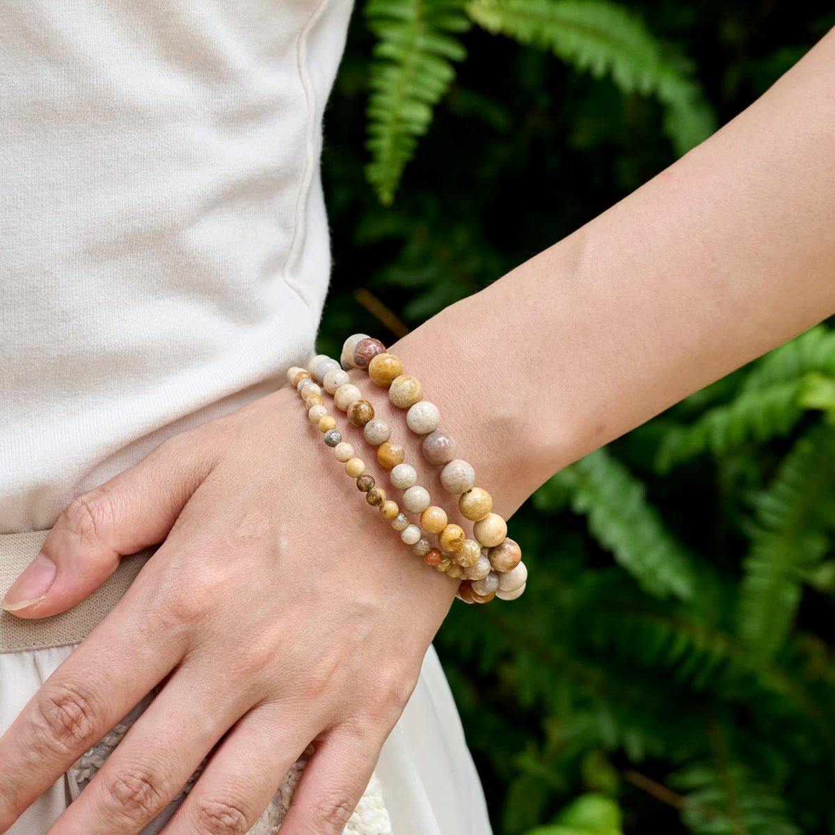 Coral Jade-Creativity &Calm-8mm Beaded Bracelets for Women Handmade Semi Precious Natural Stone Stretch Elastic Jewelry Yoga Protection Gifts