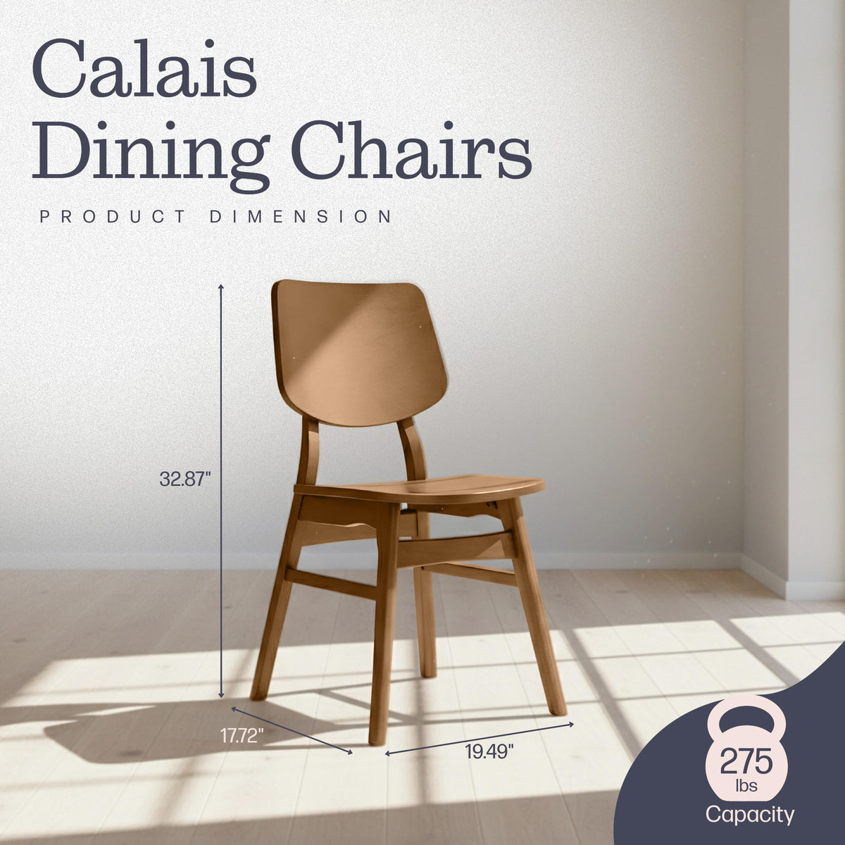 Alaterre Furniture Calais Mid Century Modern Dining Chairs Set of 6 - Solid Wood Chair Set with Armless Design - Mid Century Modern Furniture for Dining Room and Kitchen (Pecan Finish)